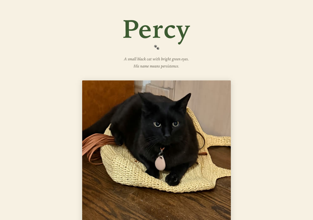 Percy the cat's website